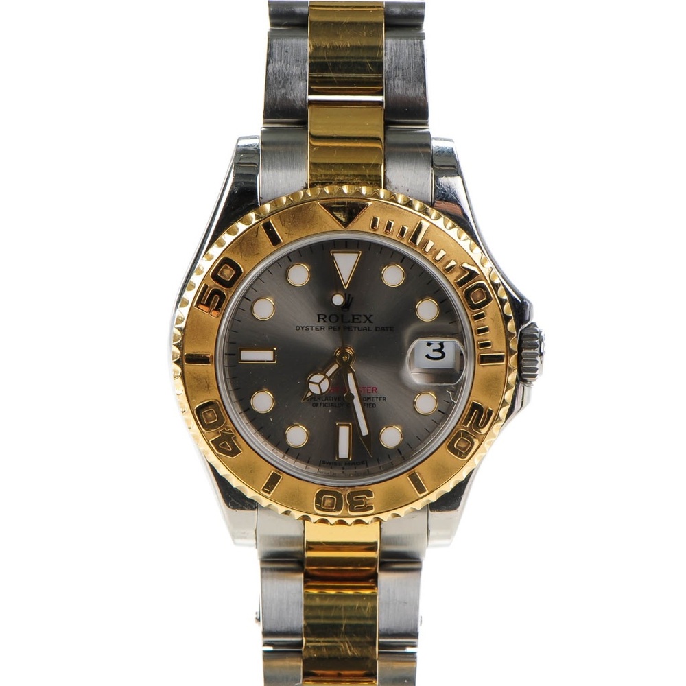 ROLEX  Stainless Steel 18K Yellow Gold 35mm Oyster Perpetual Date Yacht-Master